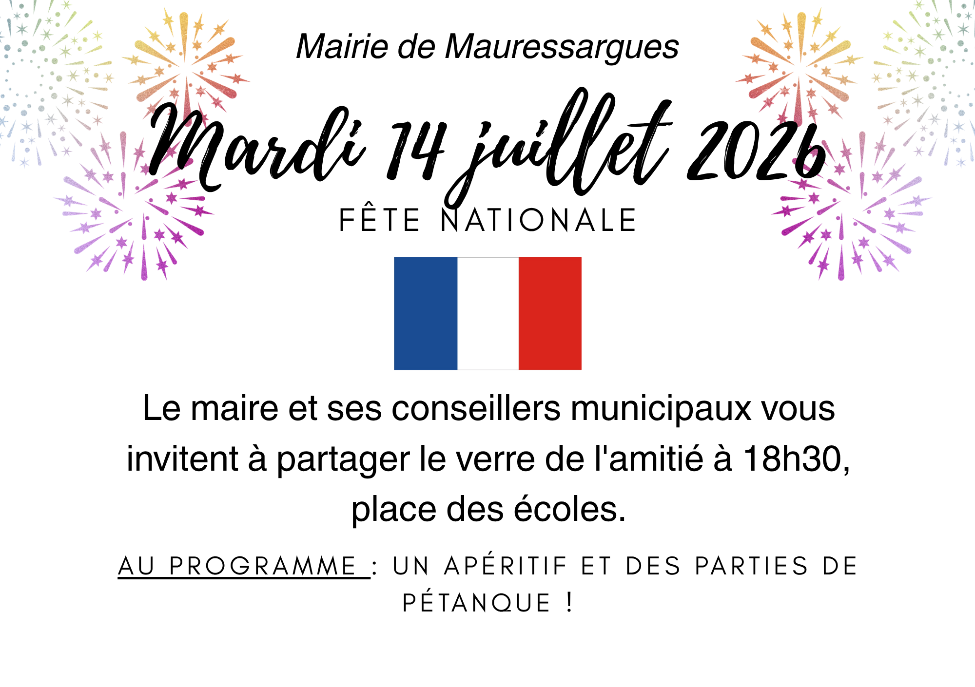 Invitation 14 juillet Mauressargues