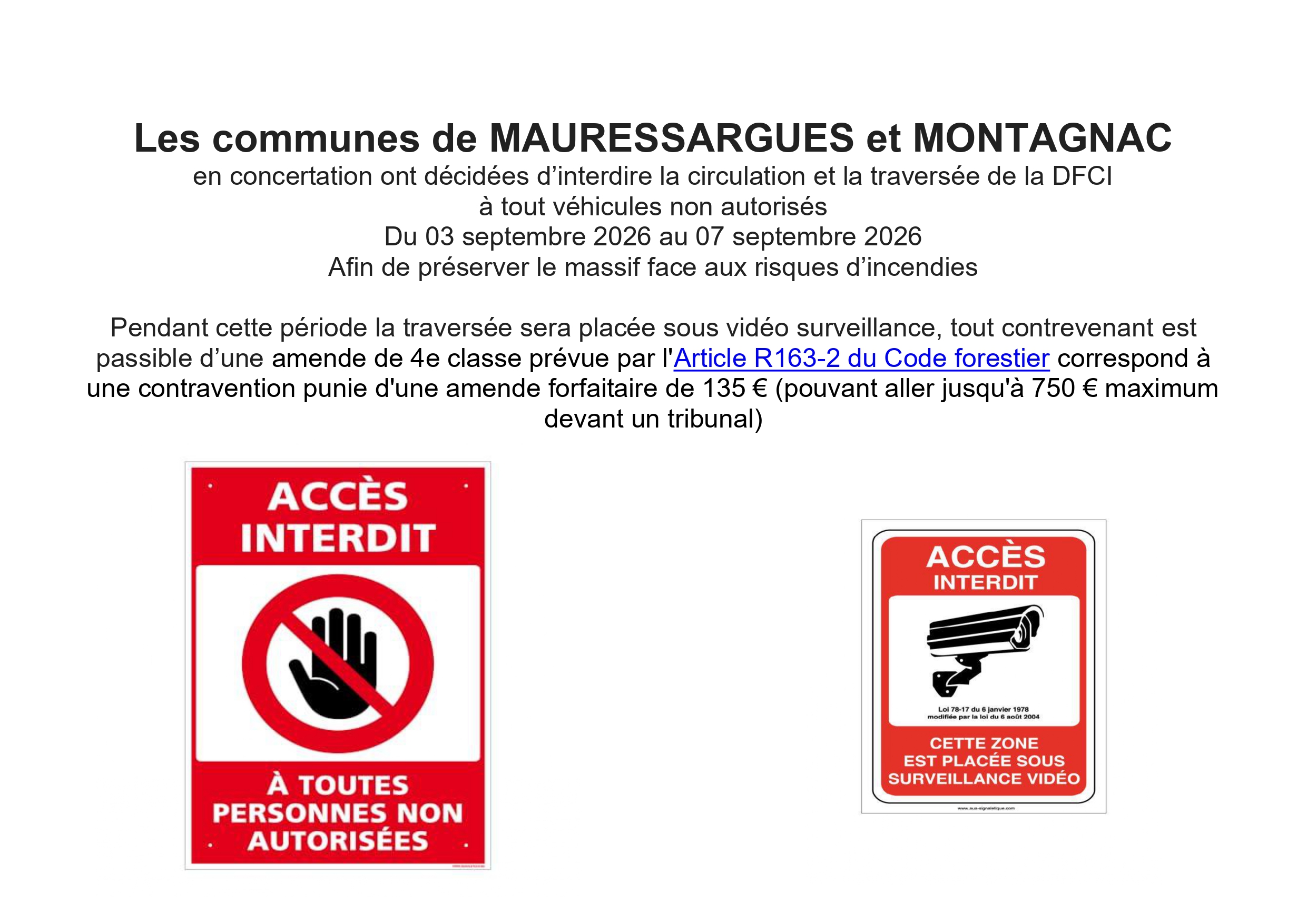 Interdiction traversée DFCI